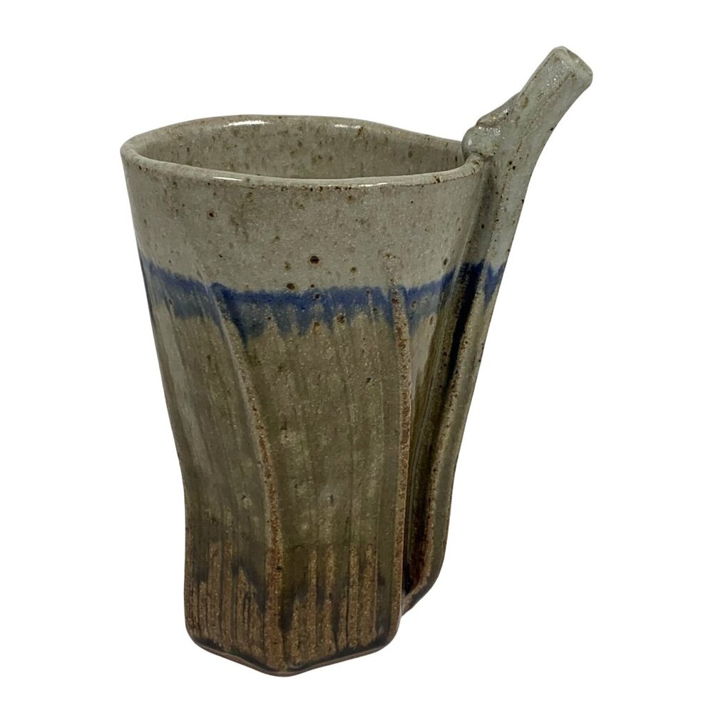 Walt Schmidt Hickory Tree Studio Art Pottery Handmade Mug Cup Built-In Straw